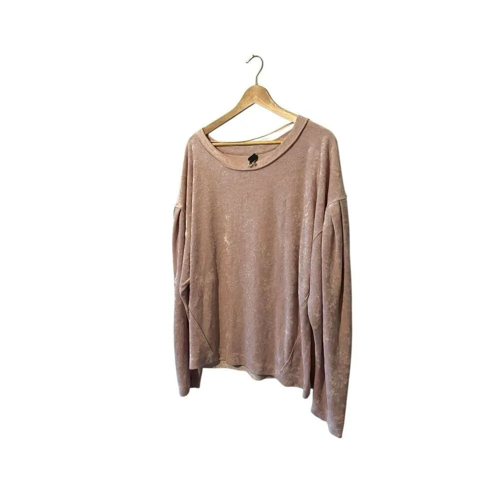 Free People We The Free In My Element Velour Oversized Top Dusty Rose Small